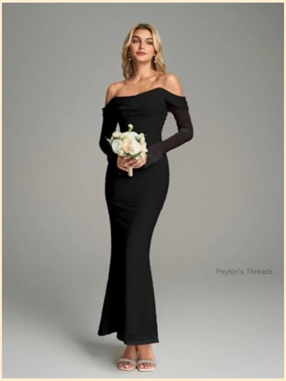 Off Shoulder Long Sleeve Maxi Dress Corset Bodycon Ruched Cocktail Dress - Picture 3 of 7